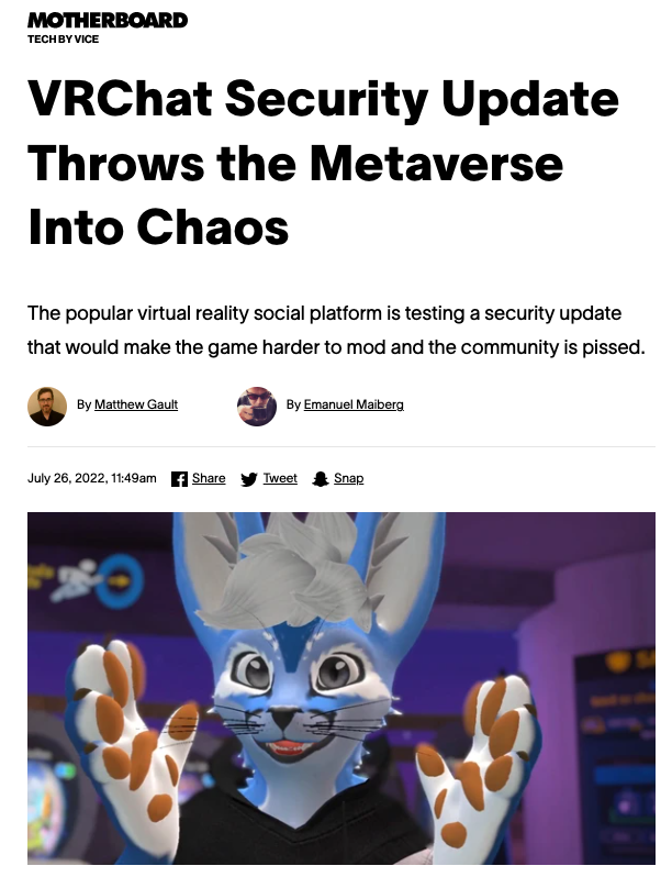 VRChat Security Update Throws the Metaverse Into Chaos